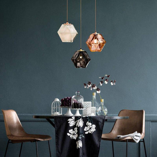 Suspension design diamant coloré en verre cristal