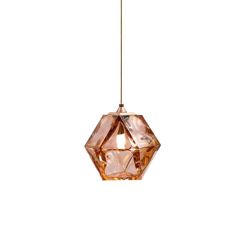 Suspension design diamant coloré en verre cristal - vue 9 sur 10