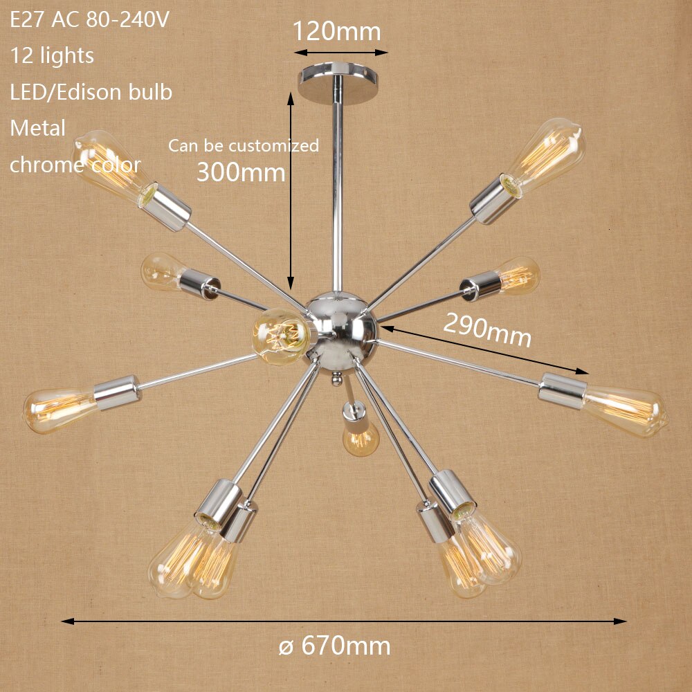 Lustre moderne LED style araignée métallique réglable Makari - vue 2 sur 7