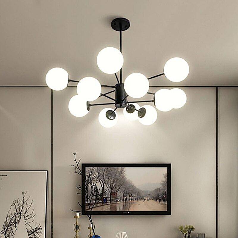 Lustre à bras et boules de verre Modern