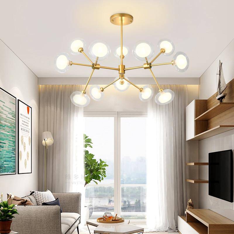 Lustre LED design branches et lampes en verre Lighting - vue 4 sur 5