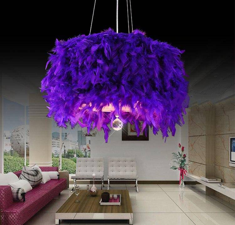 Lustre rond en plumes colorées - vue 3 sur 3