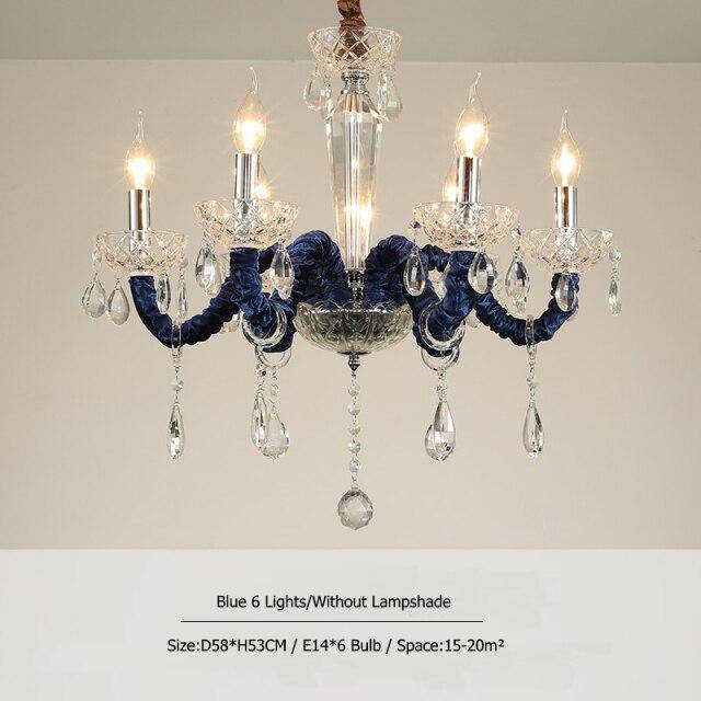 Lustre baroque à LED avec abat-jour en verre cristal et tissu Royal