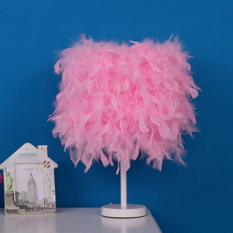 Lampe à poser LED avec plumes colorées