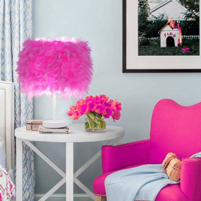 Lampe à poser LED avec plumes colorées