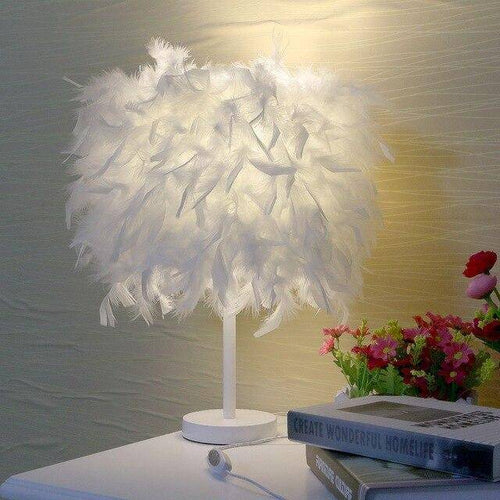 Lampe à poser LED avec plumes colorées