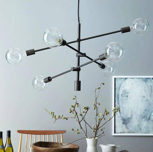Lustre design à bras et boules en verre Line