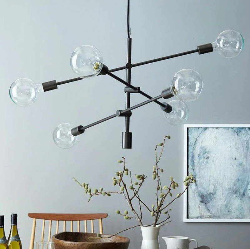 Lustre design à bras et boules en verre Line
