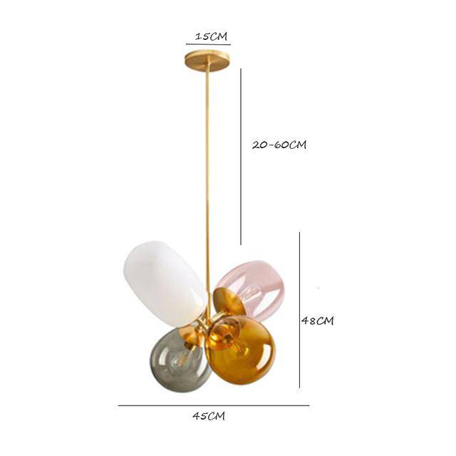 Suspension design LED boules en verre fumées colorées - vue 5 sur 4