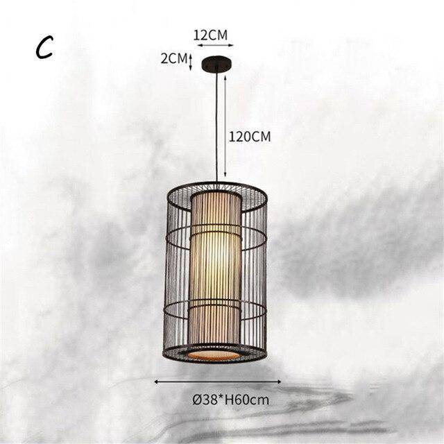 Suspension en rotin LED avec cylindre dans la boule style Tea - vue 5 sur 12
