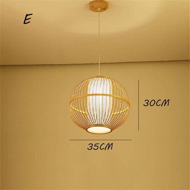 Suspension en rotin LED avec cylindre dans la boule style Tea - vue 11 sur 12
