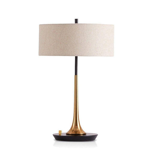Lampe à poser moderne dorée avec abat-jour en tissu - vue 2 sur 3