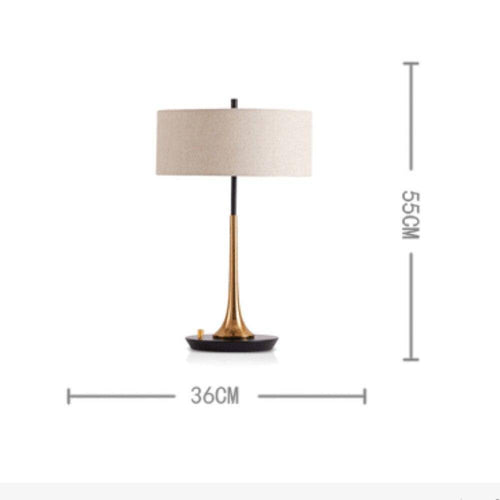 Lampe à poser moderne dorée avec abat-jour en tissu - vue 3 sur 3
