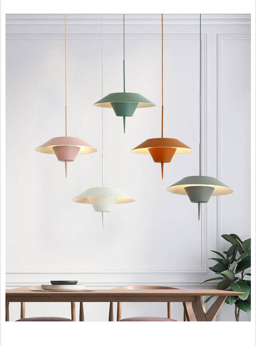 Suspension design conique colorée à LED Macaron - vue 3 sur 6