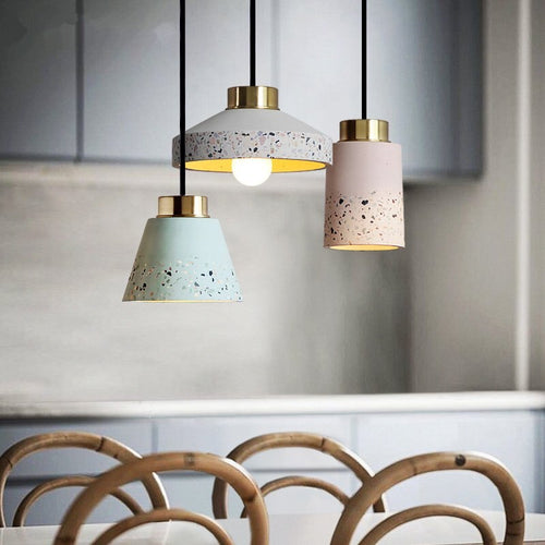 Vintage industrial coloured cement pendant light - vue 4 sur 24