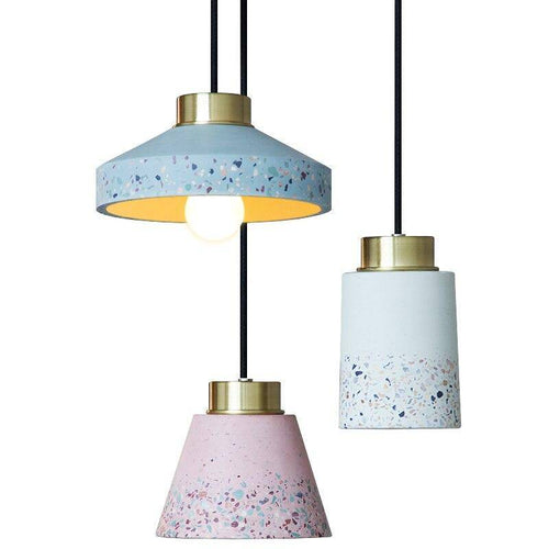 Vintage industrial coloured cement pendant light - vue 10 sur 24