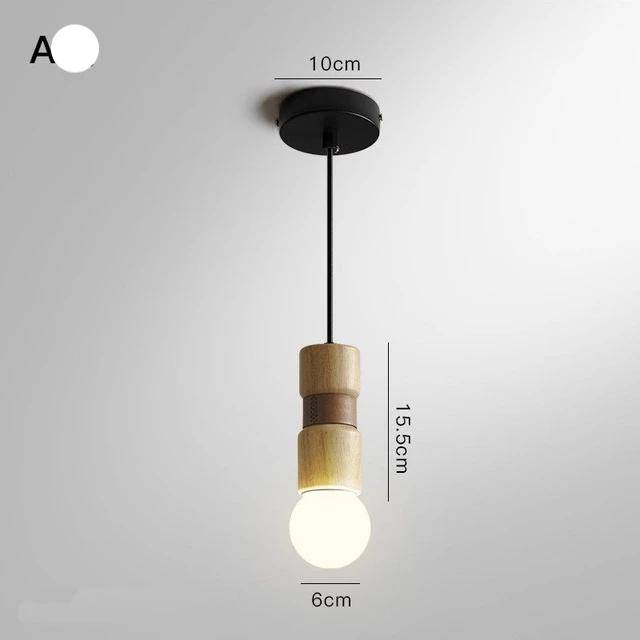 Suspension LED de formes cylindriques en bois avec bracelet simili cuir