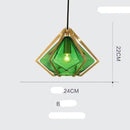 Suspension design à LED en verre et cage dorées