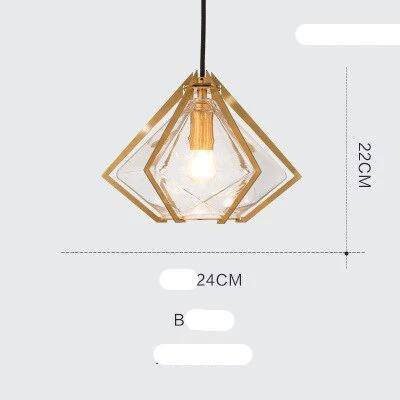 Suspension design à LED en verre et cage dorées - vue 9 sur 21