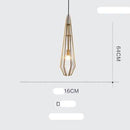 Suspension design à LED en verre et cage dorées