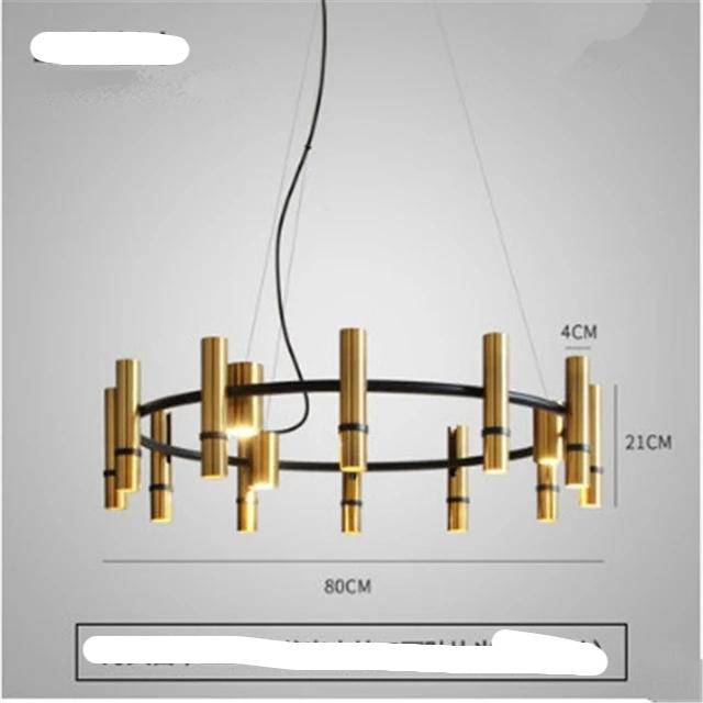 Lustre design à spots tube dorés - vue 5 sur 10