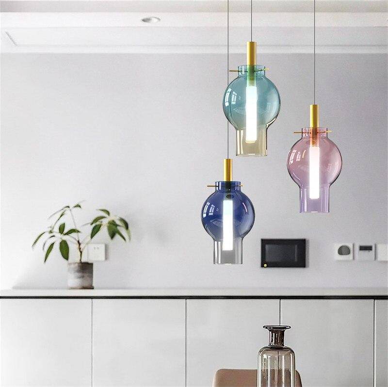 Suspension design boule en verre coloré à LED - vue 10 sur 10