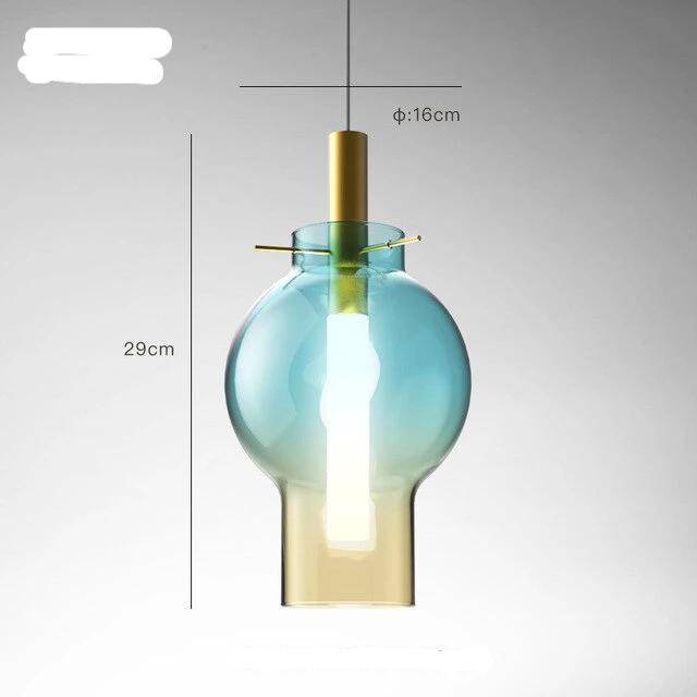 Suspension design boule en verre coloré à LED - vue 8 sur 10