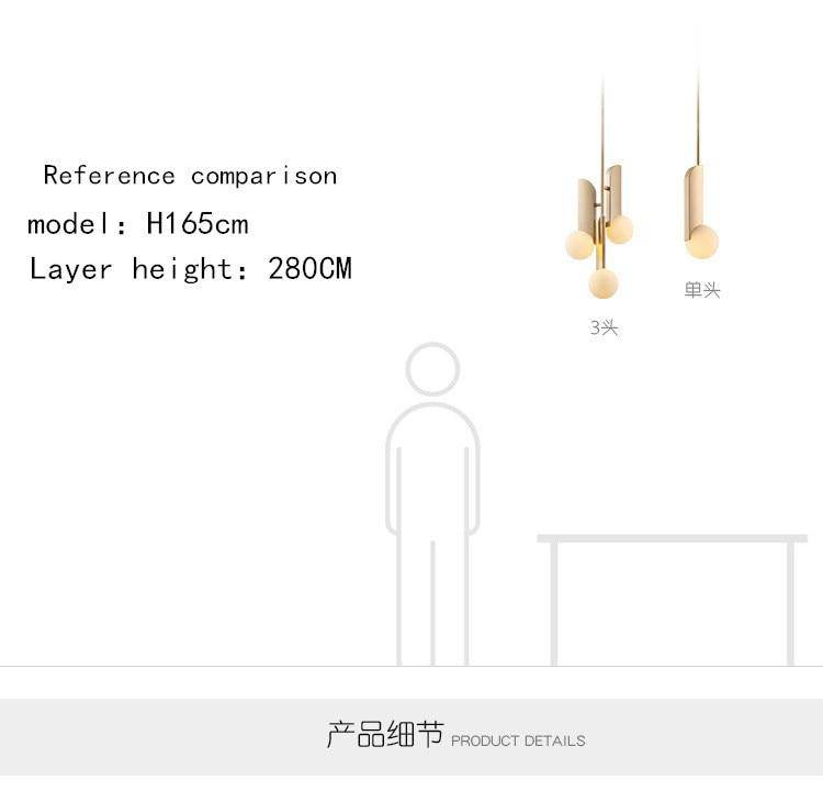 Suspension design à LED doré avec boules Brass - vue 7 sur 7