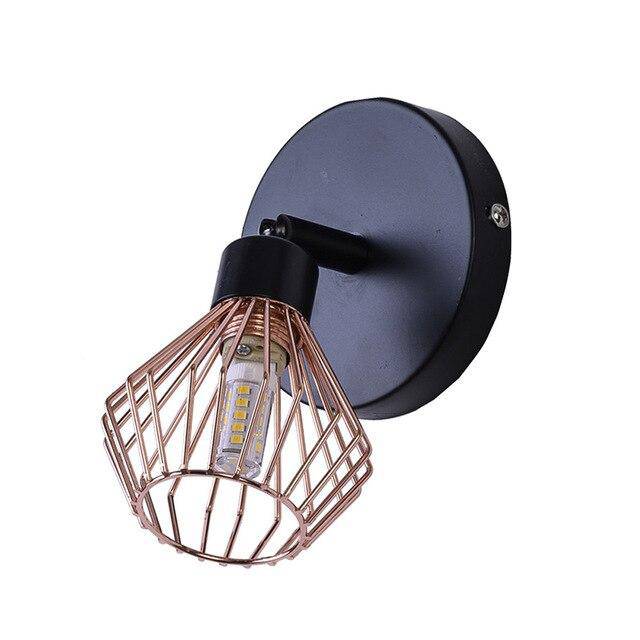 Applique moderne LED en métal noir et abat-jour cuivré Buny