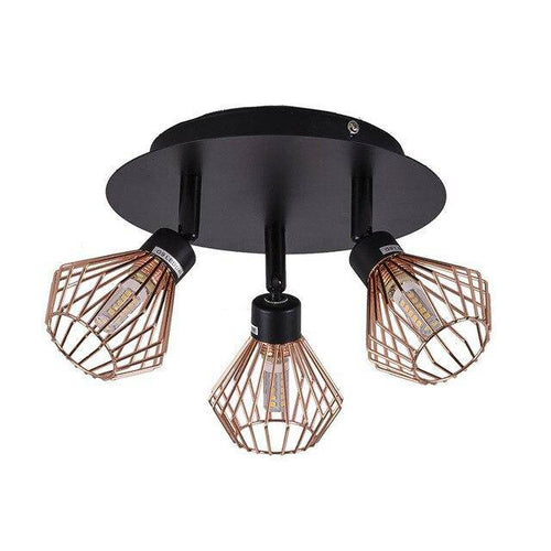 Applique moderne LED en métal noir et abat-jour cuivré Buny