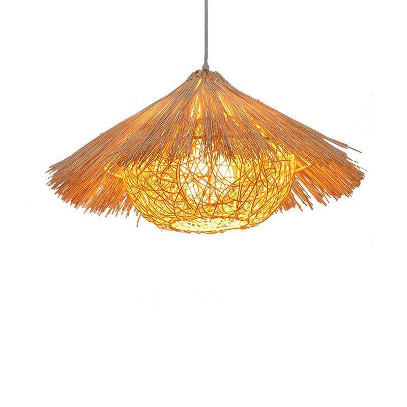 Suspension conique en bambou style paille - vue 4 sur 4