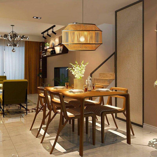 Suspension design cage en bambou Zen - vue 3 sur 4