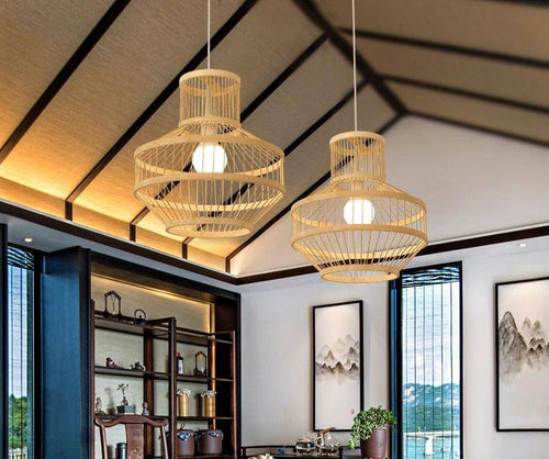 Suspension cage en bambou Geometric C - vue 3 sur 5