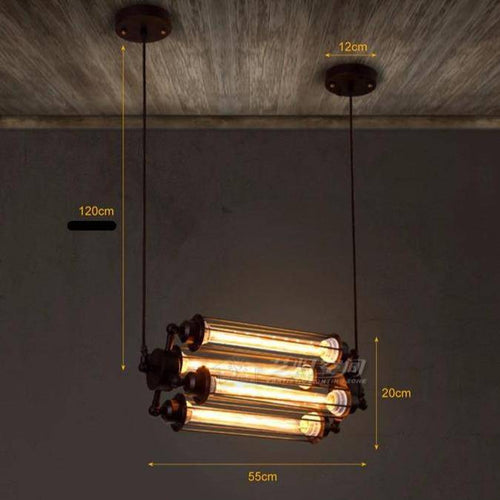 Suspension industrielle LED avec ampoule et abat-jour métal rétro
