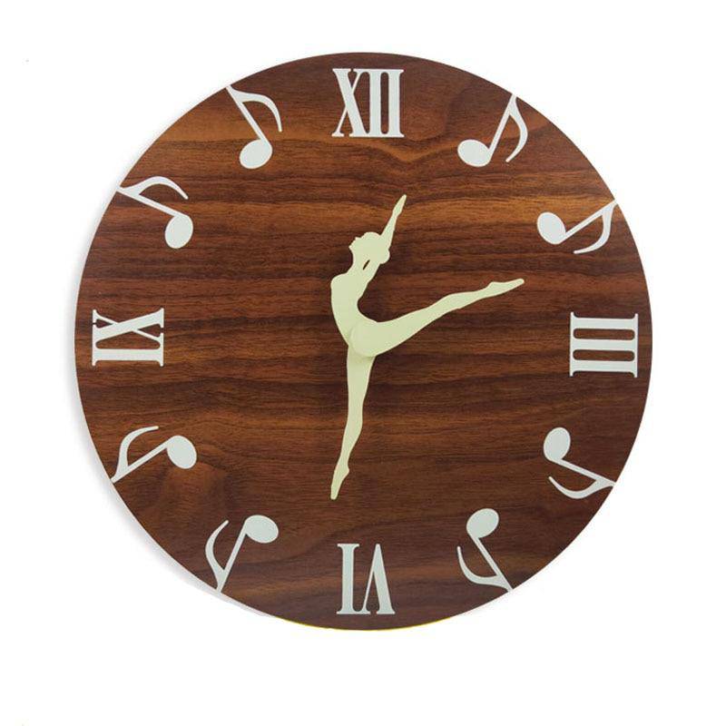Horloge murale ronde en bois danseuse et notes de musique 30cm Ballet - vue 5 sur 4