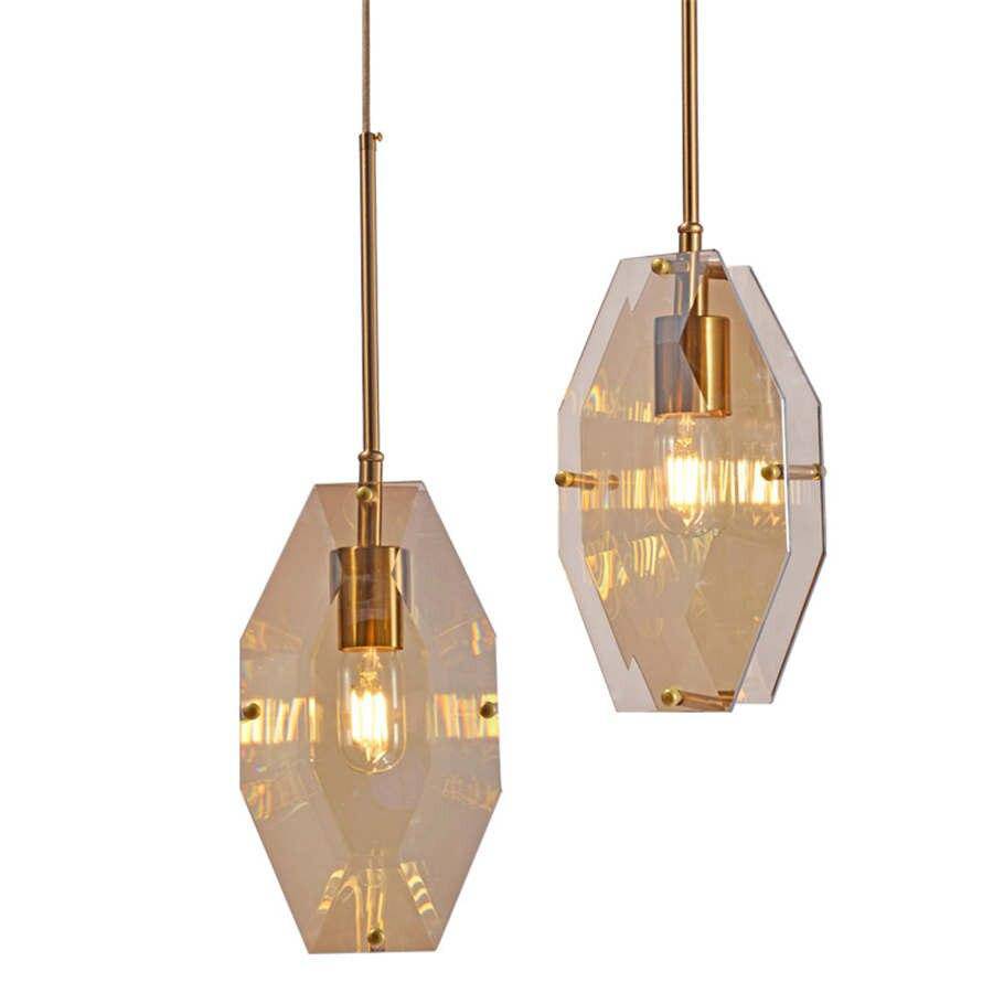 Suspension design LED aux formes géométriques en verre Luxury - vue 5 sur 6