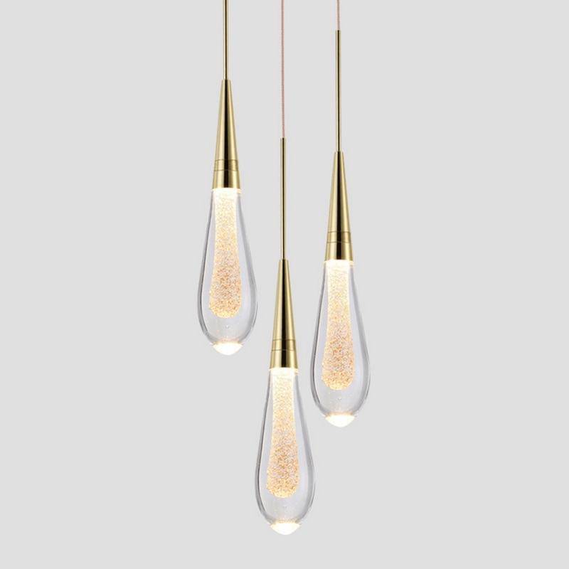 Suspension design LED dorée en verre cristal Luxury - vue 6 sur 6