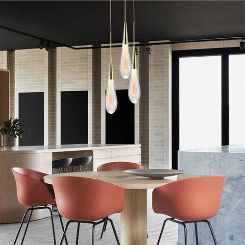 Suspension design LED dorée en verre cristal Luxury