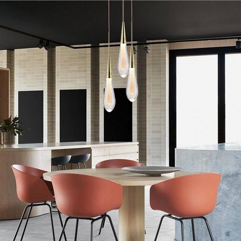 Suspension design LED dorée en verre cristal Luxury - vue 4 sur 6