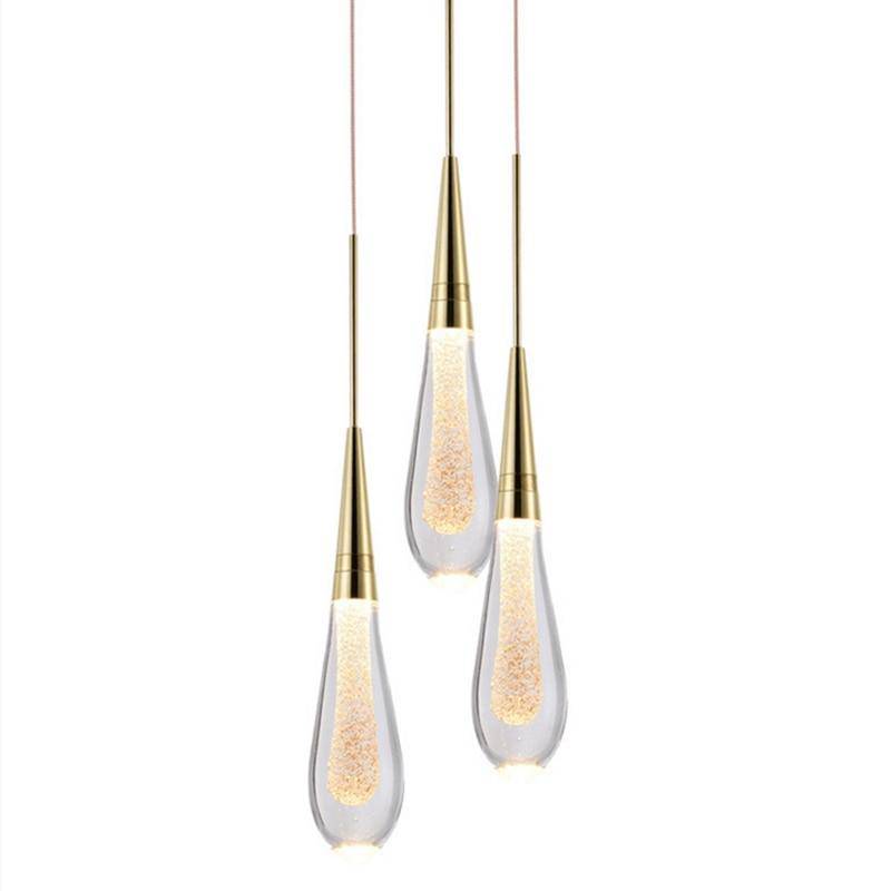Suspension design LED dorée en verre cristal Luxury - vue 5 sur 6