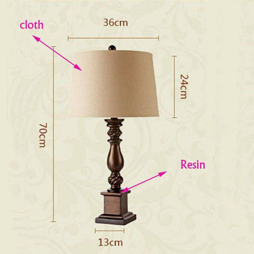 Lampe à poser de chevet en résine et abat-jour en tissu American