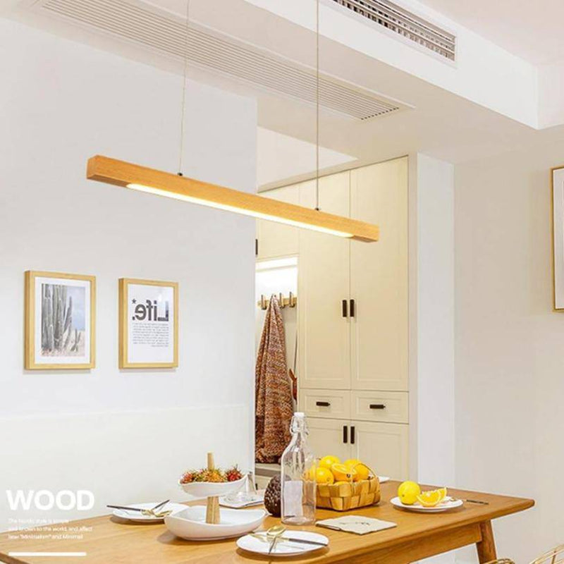 Lustre design en bois long à LED Bar