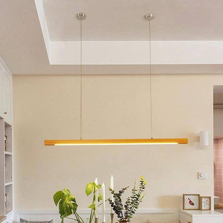 Lustre design en bois long à LED Bar