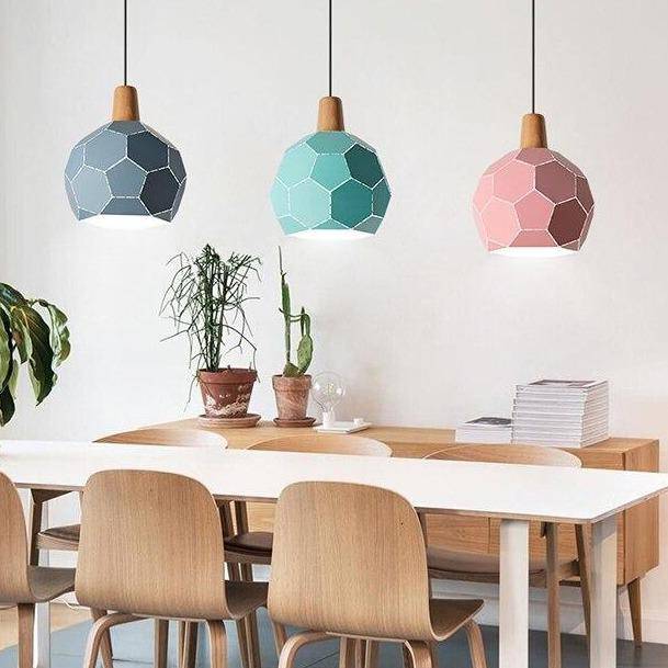 Suspension design à LED en métal coloré style scandinave - vue 5 sur 13