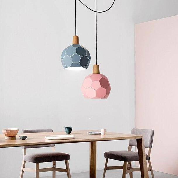Suspension design à LED en métal coloré style scandinave - vue 3 sur 13