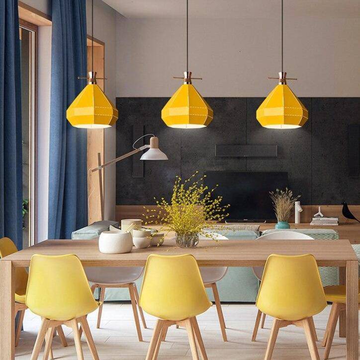 Suspension design LED en métal coloré style scandinave - vue 8 sur 12