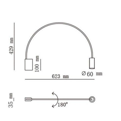 Applique murale design LED en cylindre métal doré Sconce