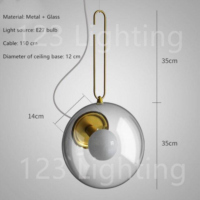 Suspension design à LED boule en verre et métal Light - vue 3 sur 6
