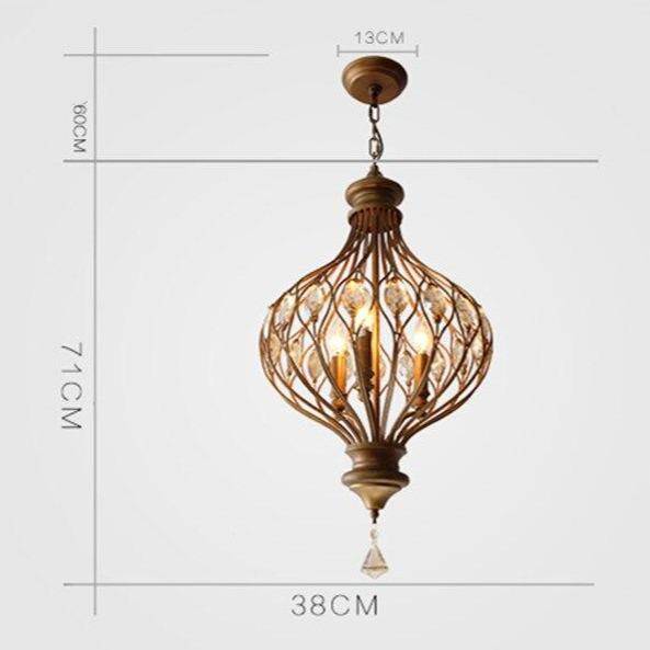 Suspension rétro LED en verre cristal et cuivre vintage - vue 4 sur 3