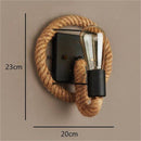 Rustic wall light with round vintage rope